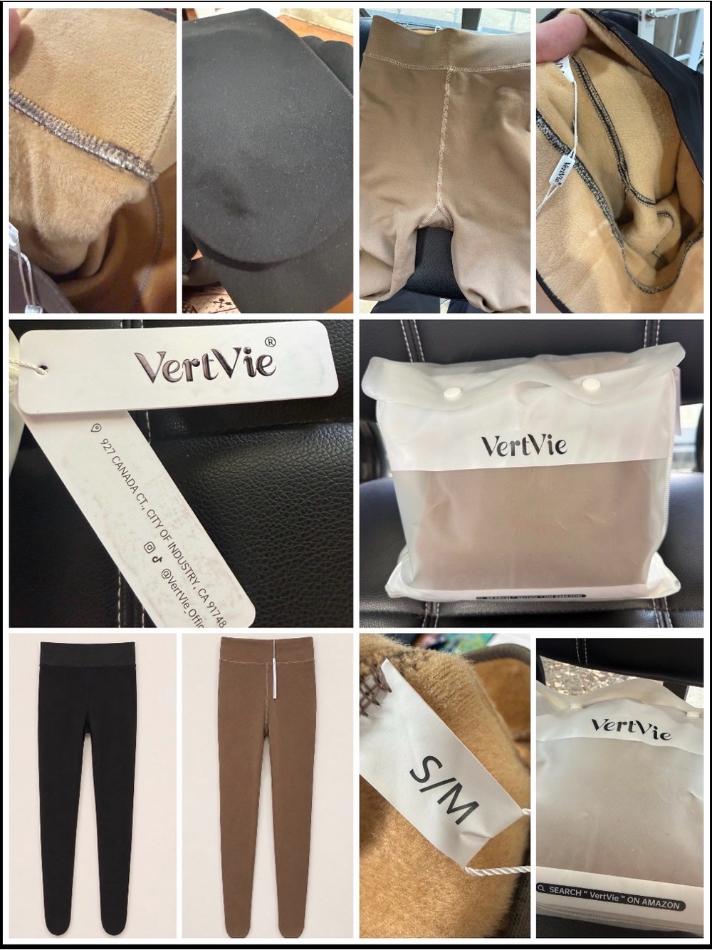 VertVie Fleece-Lined Leggings - Brown & Black
